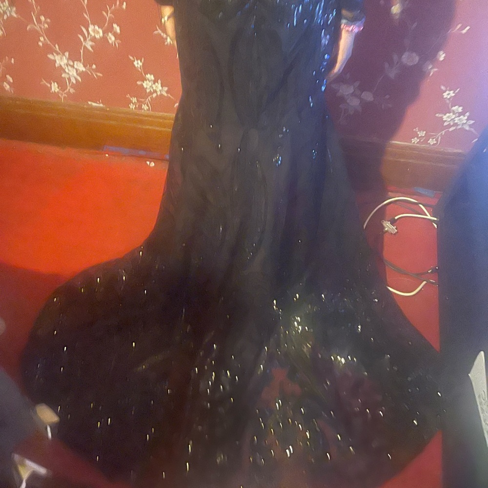 Sequined black High Neck Long Prom Dress or party dress For the Evening Gown